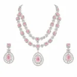 Two Layer Blush Pink American Diamond Necklace Set