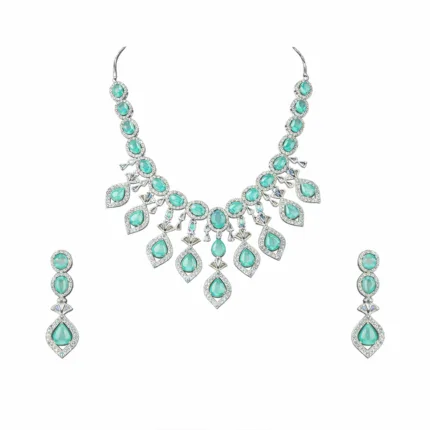 Emerald green AD necklace set