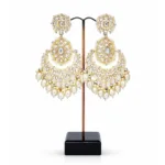 Gold & White Kundan Studded Chandbali