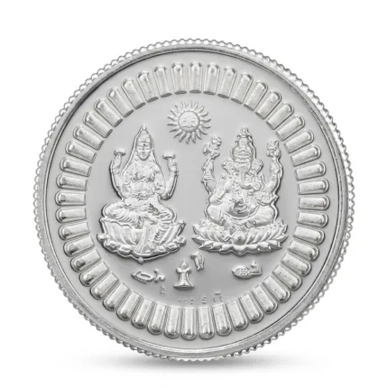 Silver Coin - 10 gm Laxmi Ganesh Silver Coin with Shree Yantra