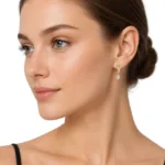 Gold Earring with diamond drops - Image 4