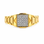 men's watch-band style Gold diamond ring