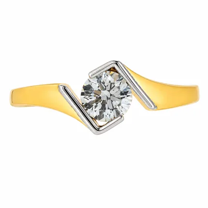 gold bypass solitaire ring
