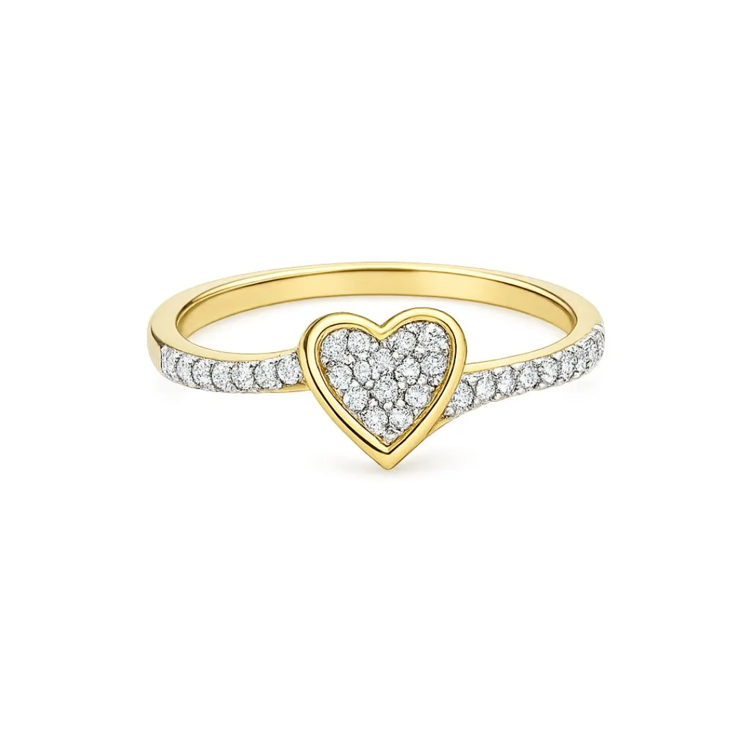 01 pave Gold diamond heart ring - Image 1
