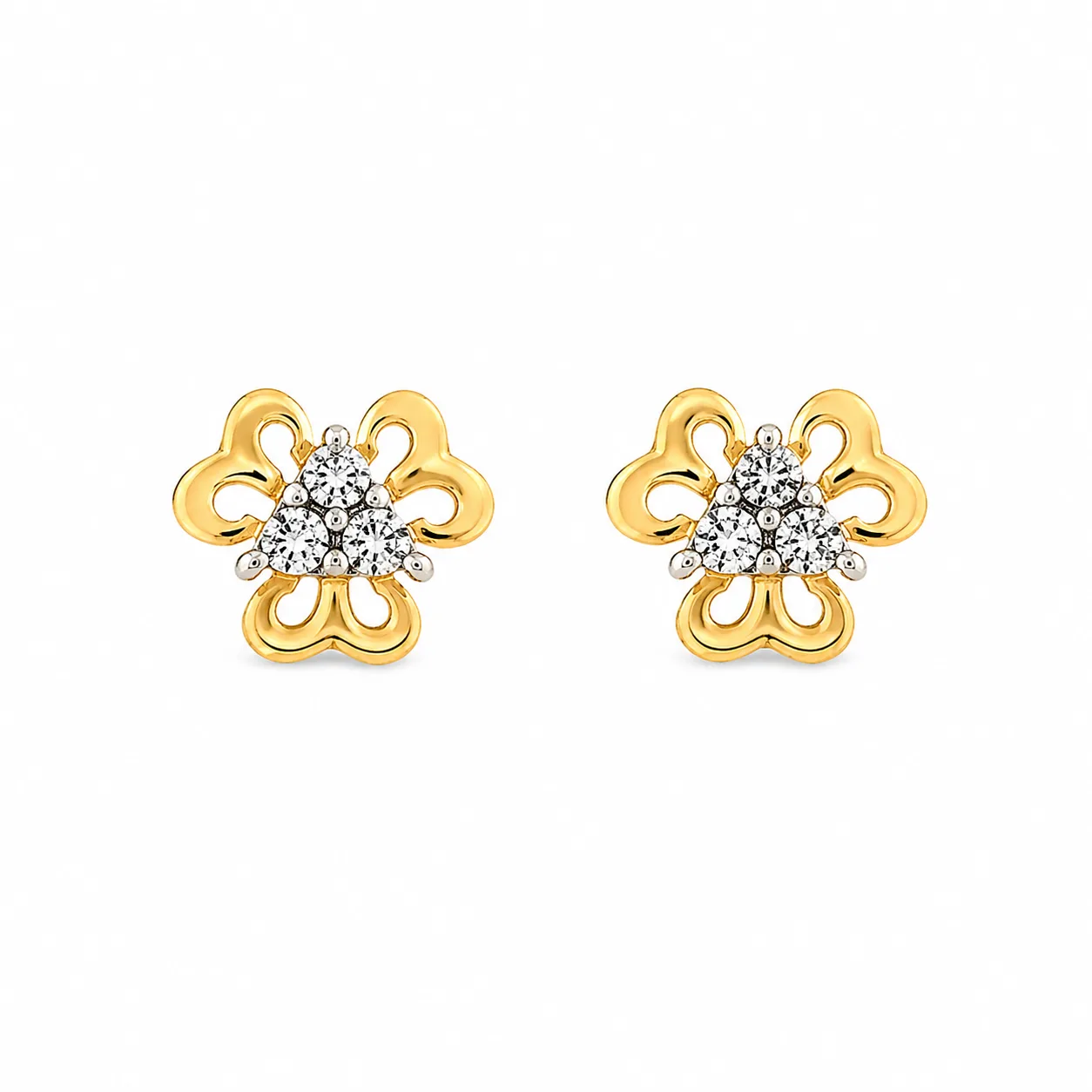 01 floral-inspired gold stud earrings - Image 1