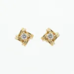 gold diamond love knot stud earrings