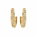 gold diamond channel-set hoop earrings