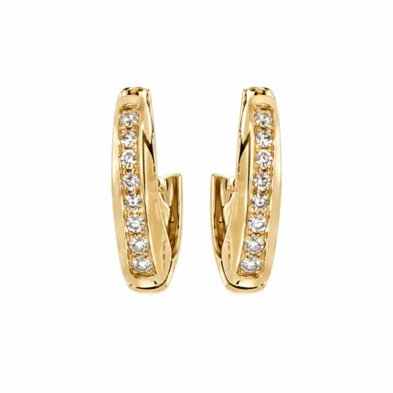 gold diamond channel-set hoop earrings