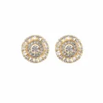 gold diamond cluster round stud earrings