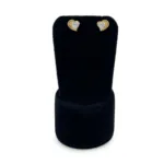 gold heart-shaped stud earrings with heart shaped solitaire CZ diamond - Image 2