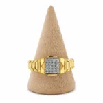 men's watch-band style Gold diamond ring - Image 2