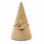Gold and diamond dual leaf diamond ring - Image 2
