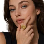 silver 925 ring bracelet 2-in-1 in yellow gold finish - Image 2