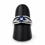 Silver ring with CZ diamond and blue sapphire - Image 2