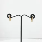 gold diamond channel-set hoop earrings - Image 2
