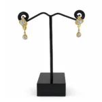 Yellow gold diamond teardrop drop earring - Image 2