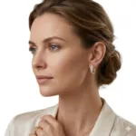 Gold hoops with diamond  CZ - Image 3