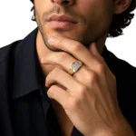 men's watch-band style Gold diamond ring - Image 3