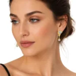 Yellow gold diamond teardrop drop earring - Image 3
