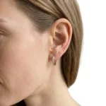 gold diamond channel-set hoop earrings - Image 3