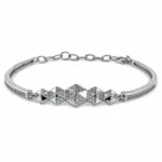 sterling silver geometric pyramid station bracelet