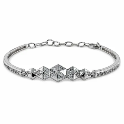 sterling silver geometric pyramid station bracelet