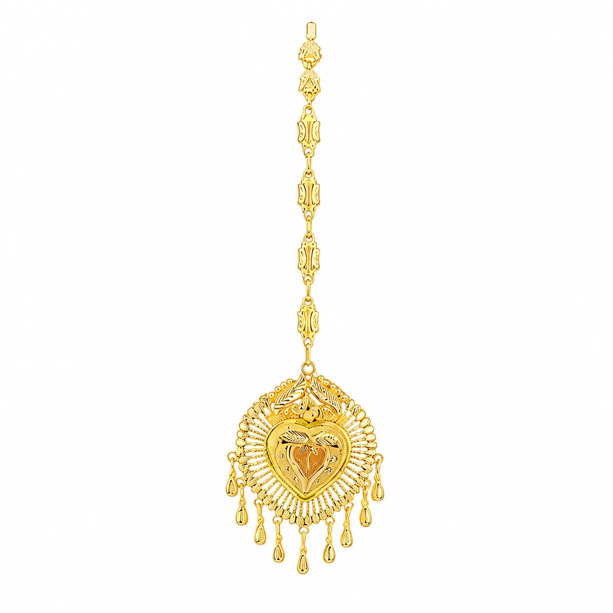 01(1) Gold Heart Shape Maang Tika - Image 1