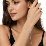 925 Sterling Silver Adjustable Bolo Tennis Bracelet - Image 2