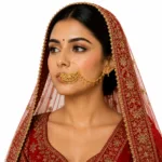 Traditional Indian Gold Bridal Nath (also known as a Nathiya) - Image 2